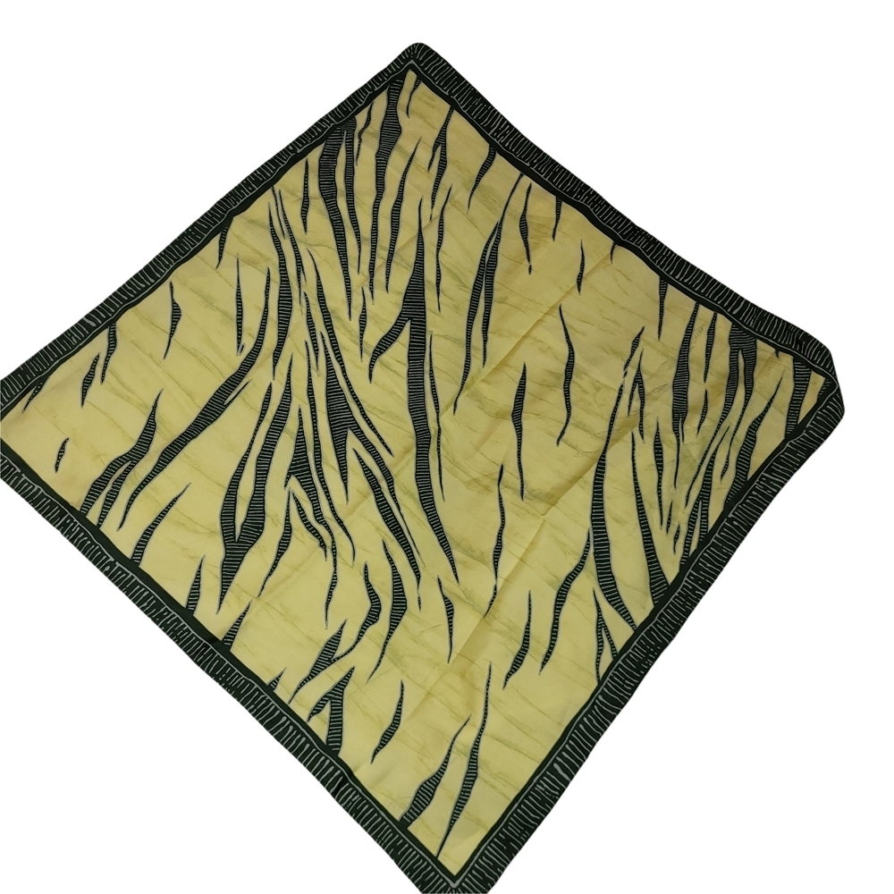 Vintage Bonita Yellow and Dark Gray Zebra Print Scarf
